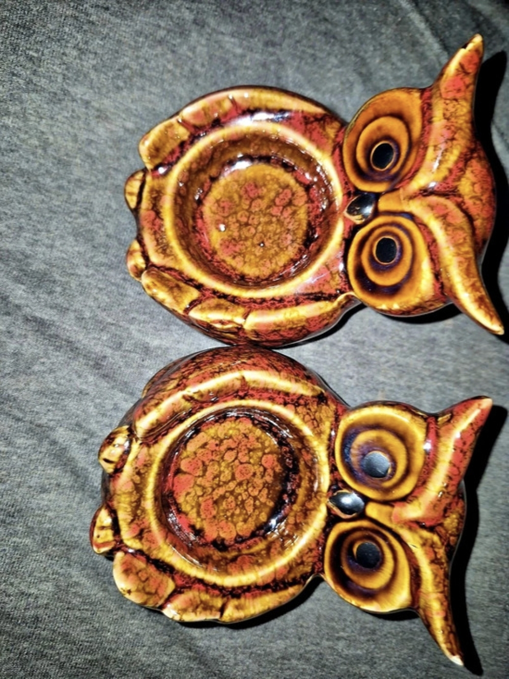 HD Design Ceramic Owl Figurines in Brown & Orange